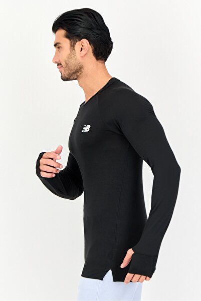 New Balance Men Fitted Fit Long Sleeve Running T-Shirt, Black