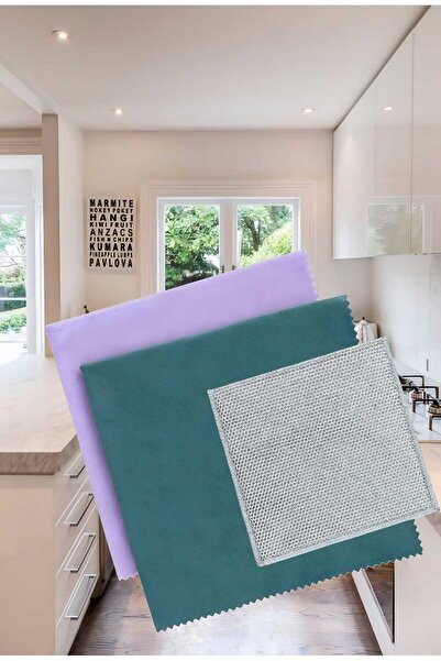 SİLVER HOME 3-Piece Microfiber Cleaning Cloth Set, 2 Glass Cleaning Cloths + 1 Hard Dirt Cleaning Cloth as a Gift