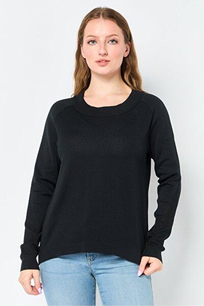 Napapijri Ze Knit By Women Crew Neck Long Sleeve Mesh Sweatshirt, Black