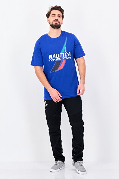 Nautica Men Short Sleeve Embroidered Logo T-Shirt, Dark Blue