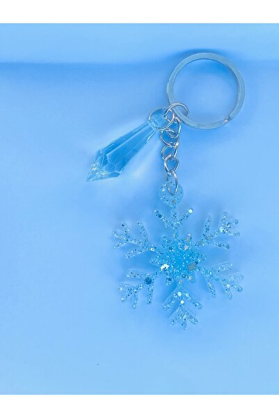 Ustaeller Keyring Snowflake Transparent Light Blue Color