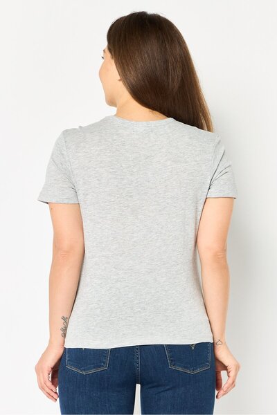 Brave Soul Women Crew Neck Short Sleeve Graphic Print T-Shirt, Grey