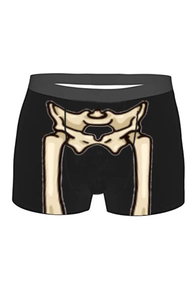 HediyeMania Skeleton Printed Espirili Black Men Boxer Bumbac Producție internă