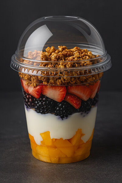 YOK YOK AMBALAJ 350 cc Kapaklı Pipetli Şeffaf Plastik Bardak Pet Kahve Limonata Milkshake Bardağı 25 Adet