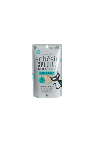 Schesir شيزر سبيشل طعام رطب للقطط لدعم الجلد والفراء بالدجاج والسلمون 70g