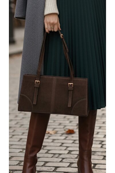 themoiss Süet Acı kahve El ve Omuz Çantasi