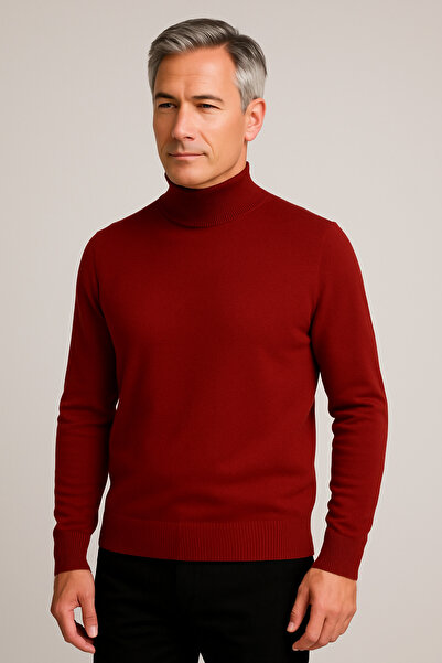Mutlu City Men's Medium Thickness Cotton Soft Textured Half Turtleneck Sweater 6260