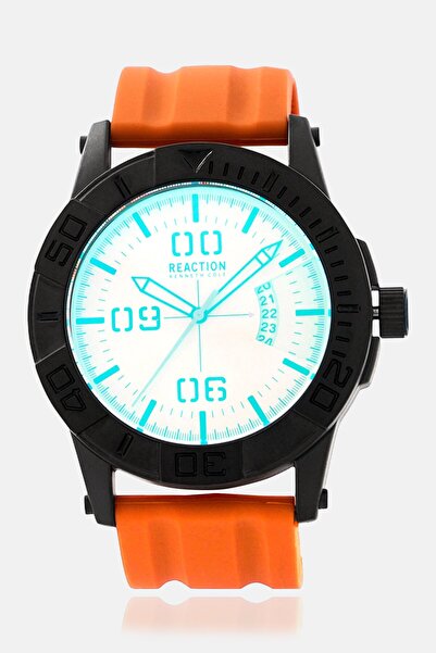 Kenneth Cole Reaction Men KRWGN7008105 Silicone Analog Watch 48 mm, Orange