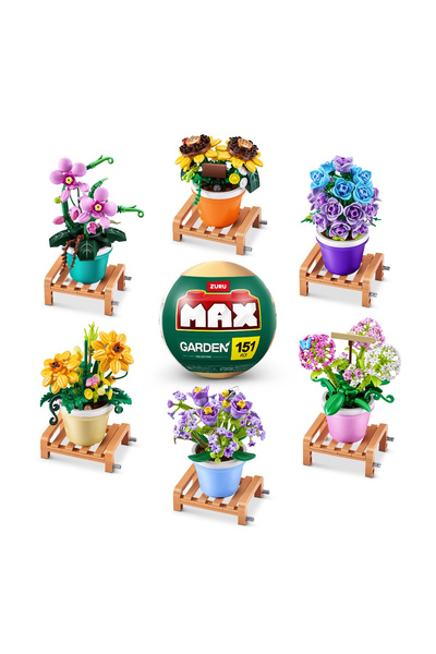 Zuru Max - Set de constructie, Flori de gradina in ghiveci, diverse modele copii varsta 3 ani +