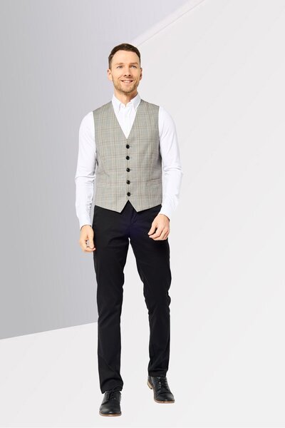 Gant Men Regular Fit Madras Checked Semi-Formal Waistcoats, Multicolor
