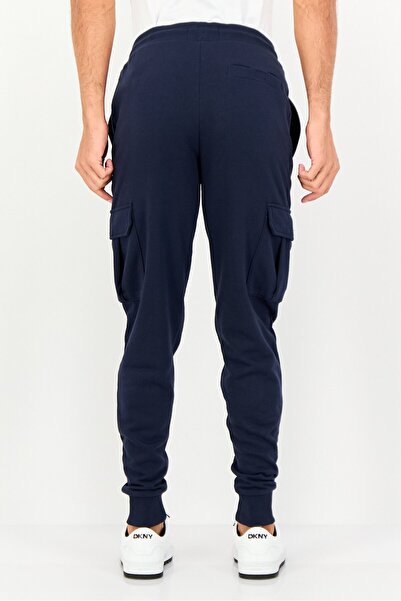 Threadbare Men Regular Fit Brand Logo Cargo Pants, Navy