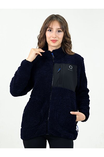 TKT Синя жіноча куртка з овечої вовни Welsoft Polar з повним застібкою-блискавкою, 3 кишенями, деталізованою передньою частиною, повний розмір