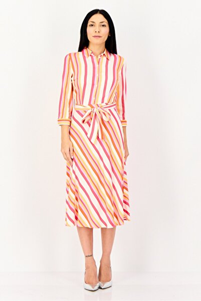 ORSAY Women Stripe Belted Midi Dress, Multicolor