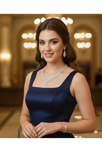 burjalmodah مجموعة مجوهرات فاخرة – عقد وسوار وخاتم وأقراط