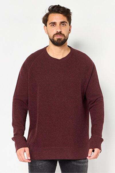 Banana Republic Men Crew Neck Ribbed Long Sleeves Sweatshirt, Maroon