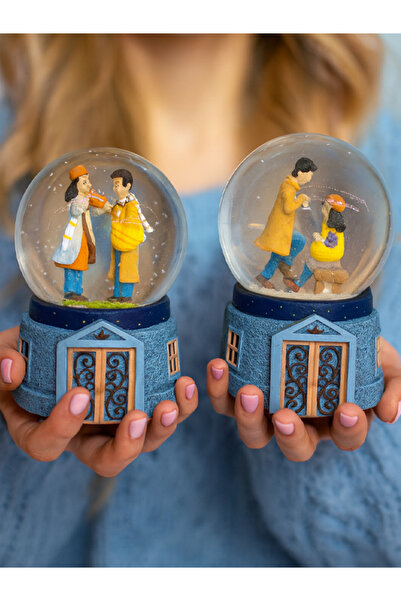 moryconcept Işıklı Müzikli Püskürtmeli Romantik Kış Masalı Kar Küresi 16x12 c...