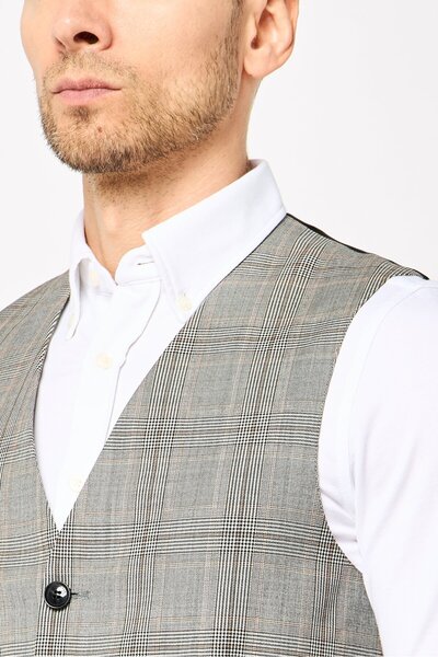 Gant Men Regular Fit Madras Checked Semi-Formal Waistcoats, Multicolor