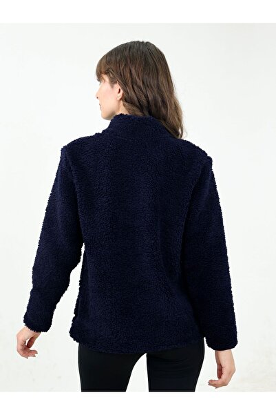 TKT Синя жіноча куртка з овечої вовни Welsoft Polar з повним застібкою-блискавкою, 3 кишенями, деталізованою передньою частиною, повний розмір