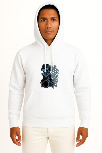 Bahriyeli Collection Hooded Engine Droop Göğüs Printed Unisex Sweatshirt