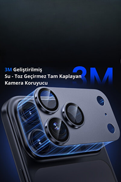 Evax iPhone 17 Pro Max Compatible 3m Full Coverage Water Dust Proof Metal Sheet Glass Camera Lens Protector