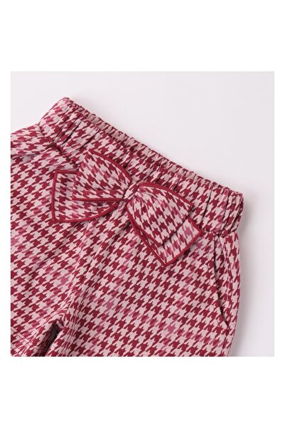 Sarabanda - Checked Bow Shorts for Girls, 0.7302, Red, 98-104 cm