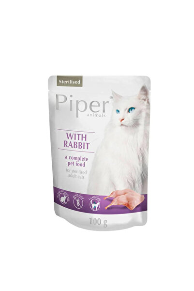 Piper Wet Food for Cats Sterilised with Rabbit, Pouch SET 10x100 g
