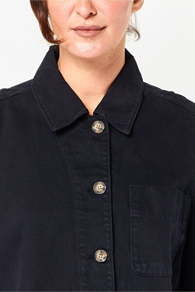 Gant Women Spread Collar Long Sleeve Washed Denim Jacket, Black