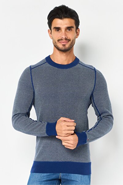 Tommy Hilfiger Men Crew Neck Birdseye Long Sleeve Sweater, Multicolor