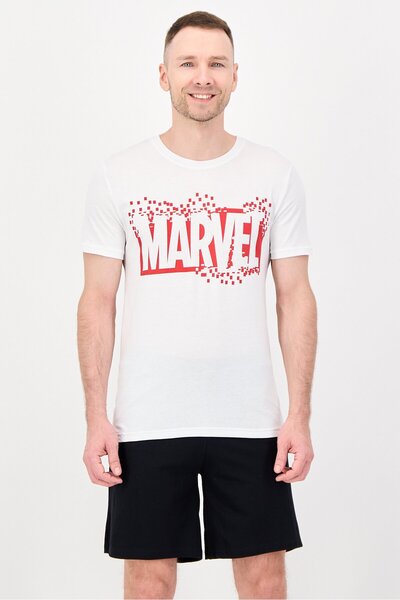 Marvel Men 2 Pcs Brand Logo T-Shirt And Shorts Pyjama Set, Multicolor