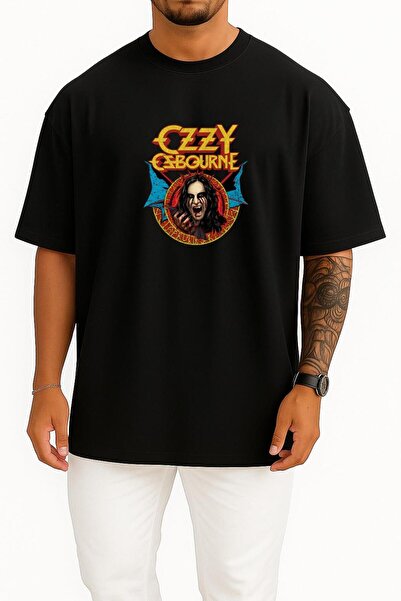 Bahriyeli Collection supradimensionat Ozzy Osbourne Bust cu imprimeu Unisex t...