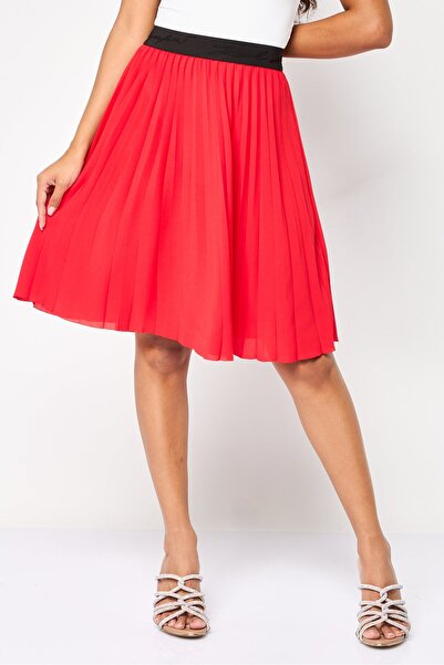 Karl Lagerfeld Women Pleated Mini Skirt, Red