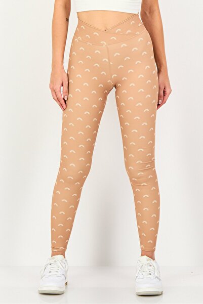 Cozi Women Allover Print Leggings, Light Brown