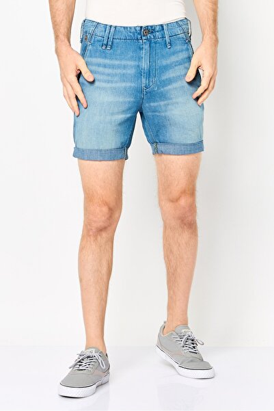 G-STAR RAW Men Washed Denim Shorts, Light Blue