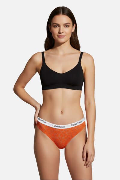 Calvin Klein Women Brand Logo Pull On Bikini Bottom, Orange