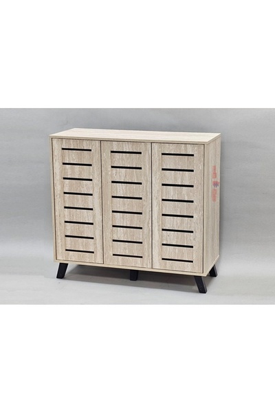 Icon Beige Wooden Shoe Cabinet with Ventilation Openings