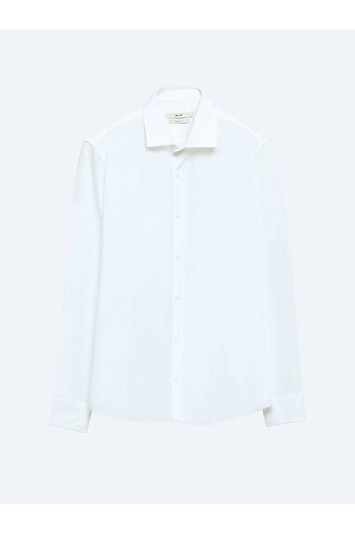 Kip White Regular Fit Woven Classic Cotton Blended Shirt