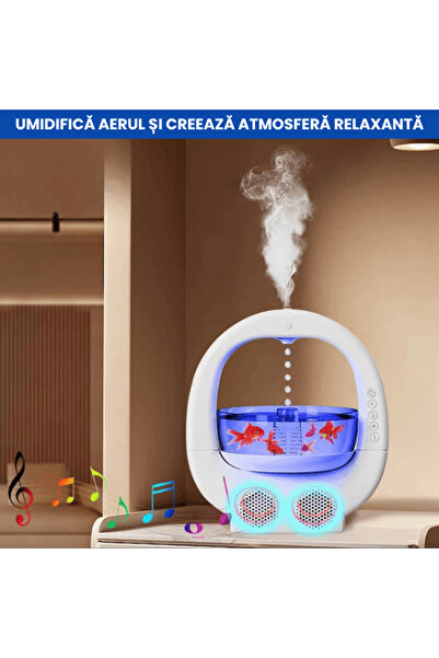 OferteTop 4-in-1 Humidifier with RGB Lights, Bluetooth Speaker and Decorative Aquarium