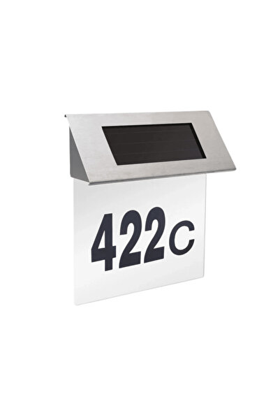 OferteTop Număr de Casă Modern cu Lumină LED, Alimentare Solară Fără Cabluri și Carcasă din Inox
