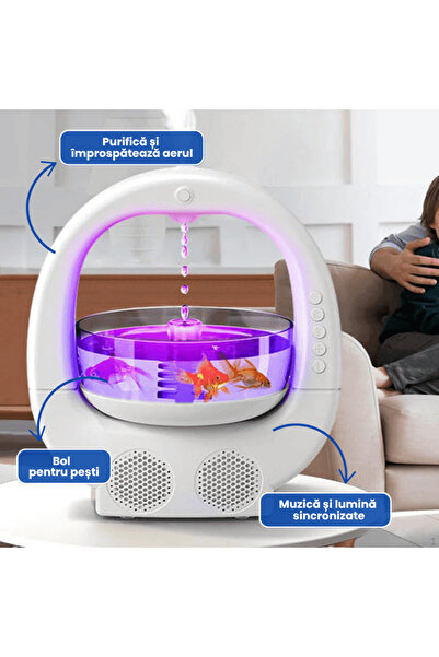 OferteTop 4-in-1 Humidifier with RGB Lights, Bluetooth Speaker and Decorative Aquarium