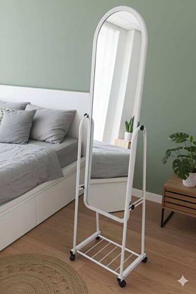 Generic ​Standing Floor Mirror on Wheels color white