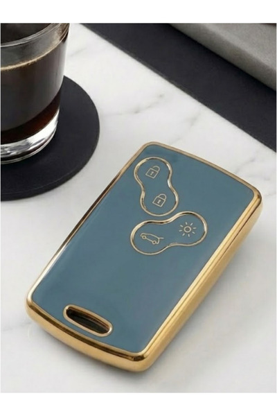 Lanitra Renault Megane 3 Clio 4 Captur Fluence Laguna 4 Buton Nano Anahtar Kılıfı Gri Gold