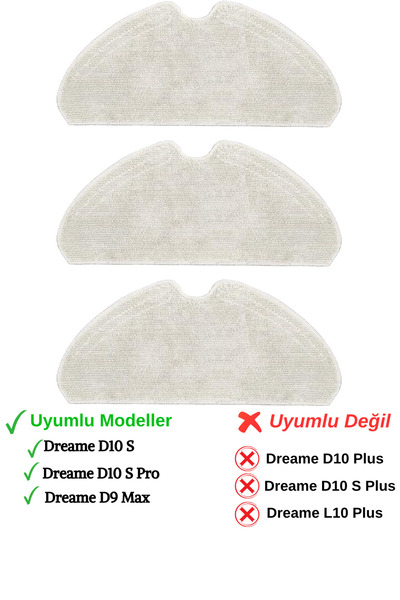 RotRever Set de înlocuire pentru mop compatibil Dreame D10S D10S Pro - 3 bucăți
