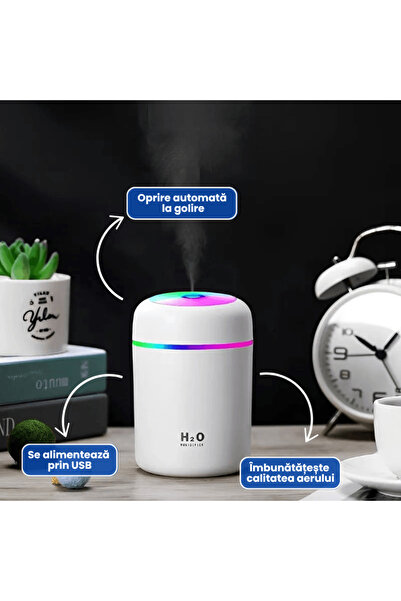 OferteTop Portable Humidifier for Home and Car with LED Light and Aroma Diffuser