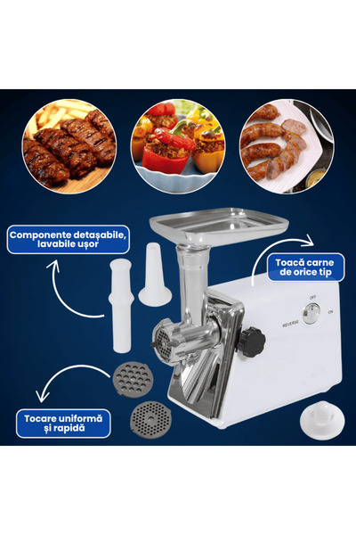 OferteTop Electric Meat Grinder with Stainless Steel Blade and High Power of 2200W