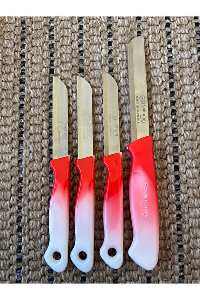 Solingen 3 Ebruli Kırmızı Meyve Bıçağı 1 Mikro Ebruli Sebze Bıçağı