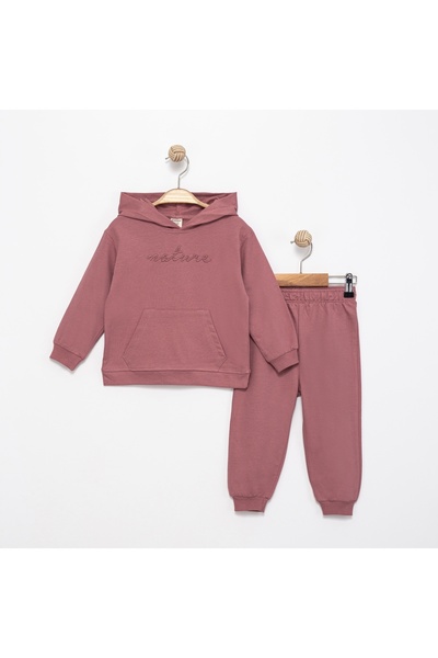 Divonette Gül Kurusu Kız Çocuk Eşofman Takımı Kapüşonlu Rahat Kalıp 2031-7