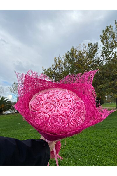 Baalaa Lüks Pembe Gül Aranjmanı-Süsleme & Hediye Buketi-El emeği kurdeleden g...