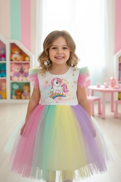ABİYEKİDS Birthday Party Dresses Character Pattern Economic Aby243