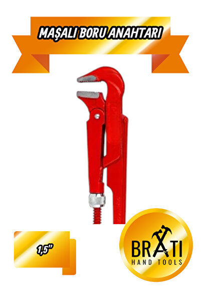 BRATİ HAND TOOLS 1.5'' Pipe Wrench with Handle 1.5 Inch Pipe Wrench with Handle