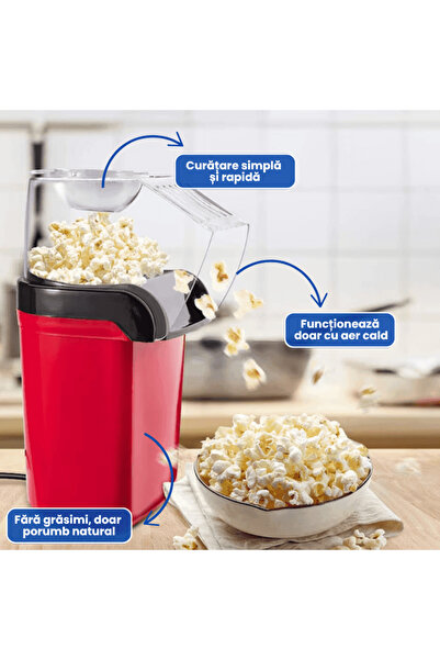 OferteTop Hot Air Popcorn Maker, Oil-Free, 1200W Power
